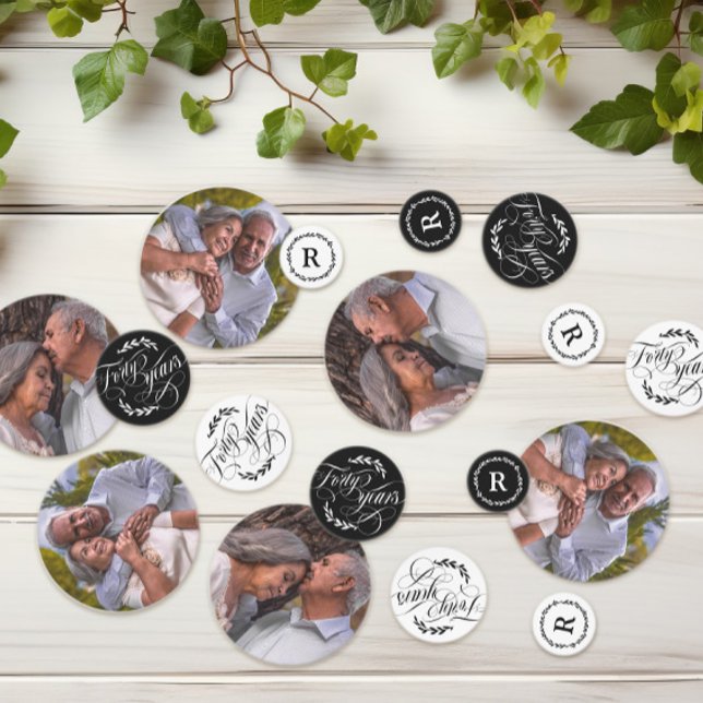 Grünkalligrafie 40. Hochzeitstag Konfetti (Von Creator hochgeladen)