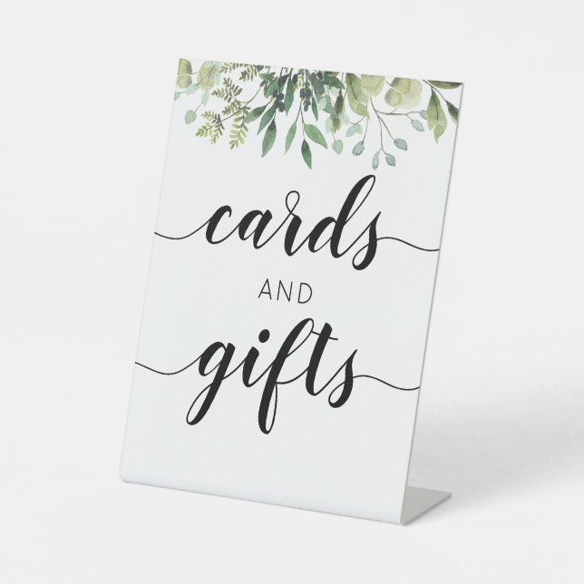 Grünkalligrafie Hochzeitskarten und Geschenkgutsch Sockelschild (Vorderseite)