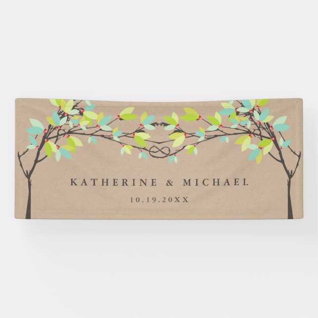 Grünknottierte Liebe Bäume auf Kraft-Frühjahrssehe Banner (Horizontal)