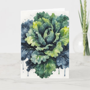 Grünkohl - Aquarellblumen Karte