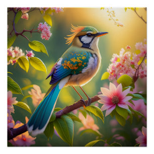 Grünköpfiger Teal Flügel Fantasy Vogel Poster