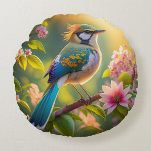 Grünköpfiger Teal Flügel Fantasy Vogel Rundes Kissen