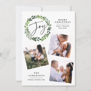 Grünkranz mit mehreren Fotos Feiertagskarte