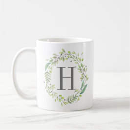 Grünkranz und Monogramm Kaffeetasse
