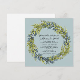 Grünkraut Grün und Dunkle Aquamarine Hochzeit Einladung