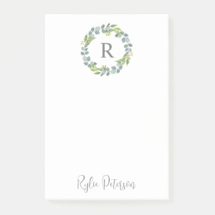 Grünkraut-Monogramm Post-it Klebezettel