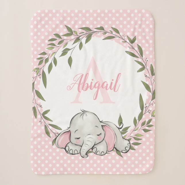Grünkraut Rosa Personalisiertes Mädchen Sherpadecke (Vorderseite)