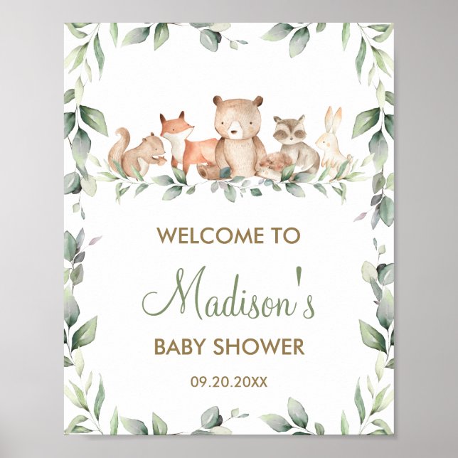 Grünland Woodland Animals Kinderdusche Begrüßungsz Poster (Vorne)
