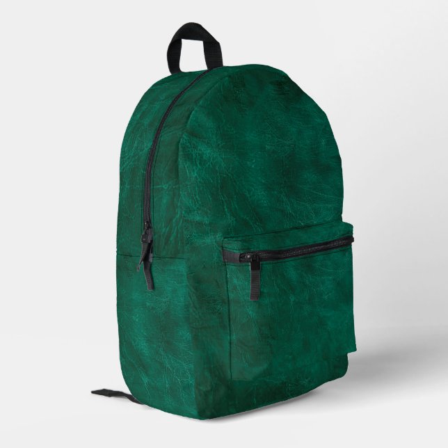 Grünleder Bedruckter Rucksack (Rückseitige Ecke links)