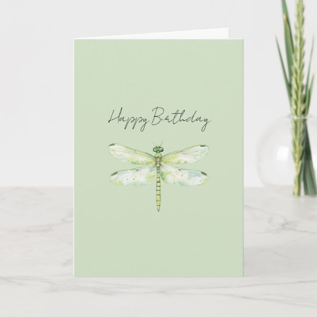 Grünlich Gelbe Libellen-Geburtstag Karte (Vorderseite)