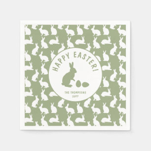 Grünliche Hasen und Weiße Hasen Frohe Ostern Serviette