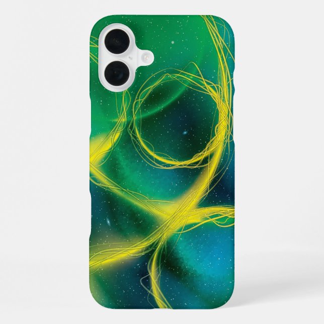 Grünlicher Abstrakt iPhone 16 Plus Hülle (Rückseite)