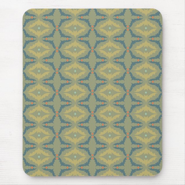 Grünliches Retro-Vintage-Muster Mousepad (Vorne)