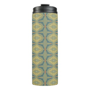 Grünliches Retro-Vintage-Muster Thermosbecher