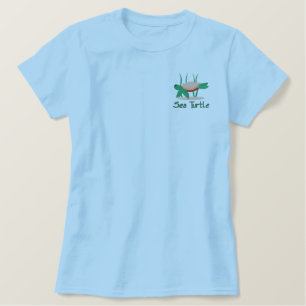 Grünmeerschildkröte besticktes Shirt (Polo-Shirt)