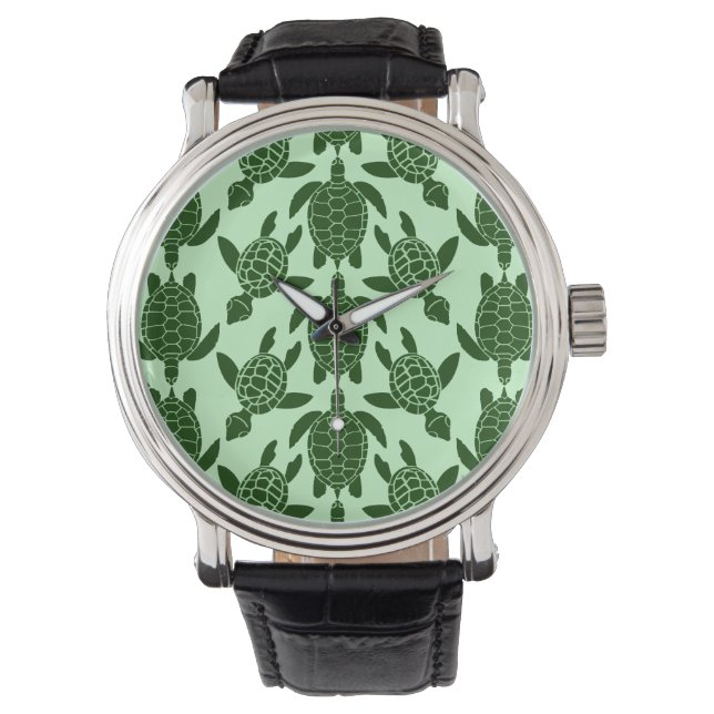 Grünmeerschildkröte Hübsches Tiermuster Armbanduhr (Vorderseite)
