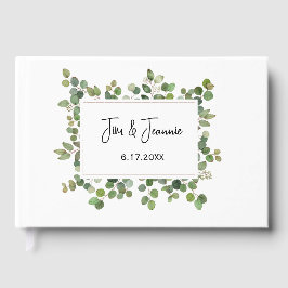 GrünNAME & NAME Hochzeitdatum Zeitloses Paar Gästebuch