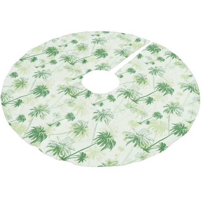 Grünpalmenmuster Polyester Weihnachtsbaumdecke (Schrägansicht)