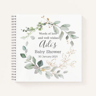 Grünpflanzen Baby Shower Gästebuch Notizbuch