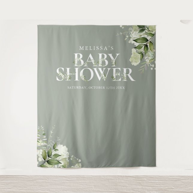 Grünpflanzen Blumendusche Foto Hintergrund Wandteppich (Vorderseite)