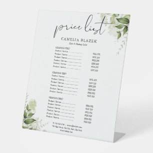 Grünpflanzen-Blumensalon-Service-Menü-Preisliste Sockelschild