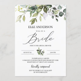 Grünpflanzen boho modernes Brautparty Einladung