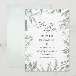Grünpflanzen Botanische Blätter Save the Date Einladung