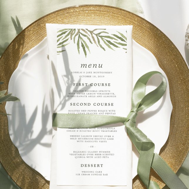 Grünpflanzen | Botanische Hochzeitkarte Wasserfarb Menükarte (Von Creator hochgeladen)