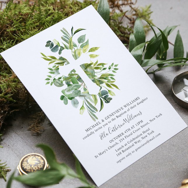 Grünpflanzen Botanische Kreuztaufe Einladung (Von Creator hochgeladen)