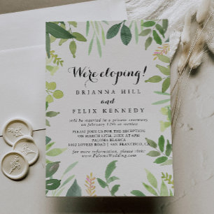 Grünpflanzen Botanischer Foliage Elopement Empfang Einladung
