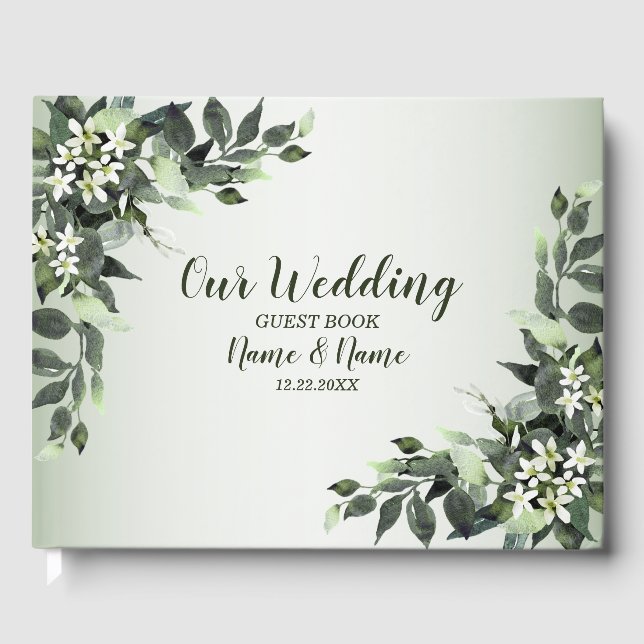 Grünpflanzen der Hochzeitspartei Eukalyptus-Blätte Gästebuch (Vorderseite)