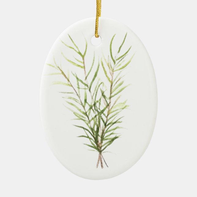 Grünpflanzen der Rosmarin Botanische Pflanze Blätt Keramik Ornament (Vorne)