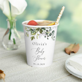 Grünpflanzen, Eukalyptus-Blätter, Boho, Babydusche Pappbecher