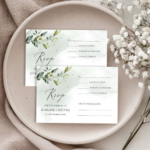 Grünpflanzen Eukalyptus Blätter boho Hochzeit RSVP Karte