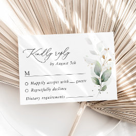 Grünpflanzen, Eukalyptus-Blätter, Botanische Hochz RSVP Karte