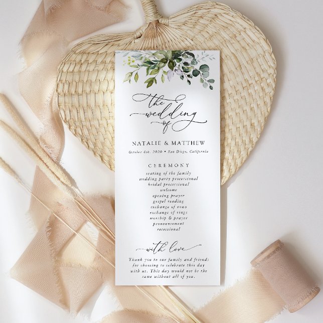 Grünpflanzen, Eukalyptus-Blätter, Hochzeitsprogram Programm (Von Creator hochgeladen)