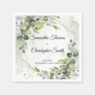 Grünpflanzen Eukalyptus Blattgold Hochzeit Serviette