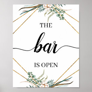 Grünpflanzen Eukalyptus Kalligrafie Hochzeitsbar S Poster