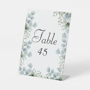 Grünpflanzen-Eukalyptus-Podium-Hochzeitstisch-Numm Sockelschild