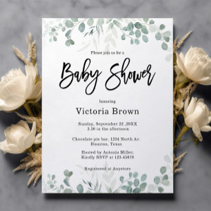 Grünpflanzen Gender Neutral Baby Shower Einladung