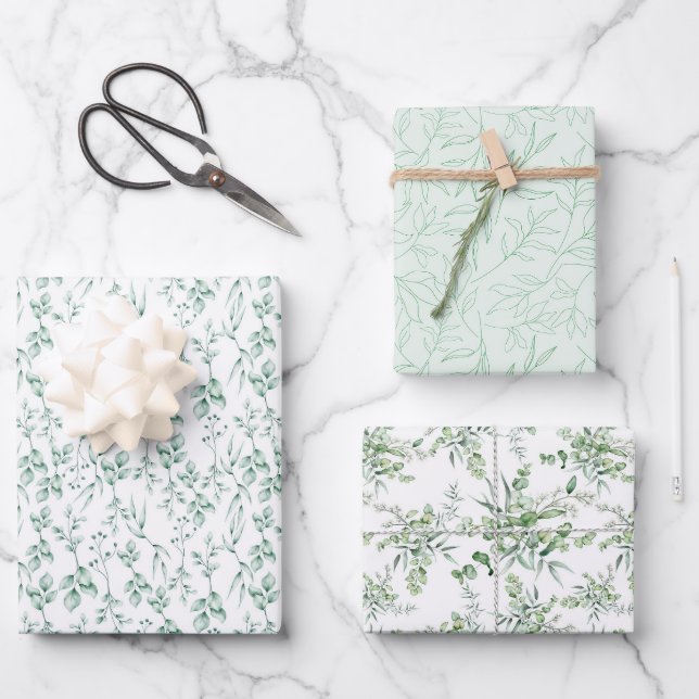 Grünpflanzen Geschenkpapier Set (Vorderseite)