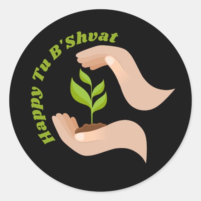 Grünpflanzen glücklich Tu B'shvat / Bishvat Runder Aufkleber (Vorderseite)