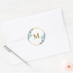 Grünpflanzen Green Monogram Umschlag Aufkleber