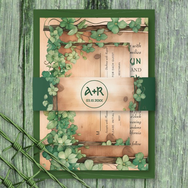Grünpflanzen, Holz und Ursprünge St. Patricks Day  Einladungsbanderole (Von Creator hochgeladen)