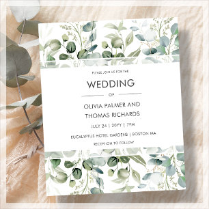 Grünpflanzen   Modern White Wedding Einladung