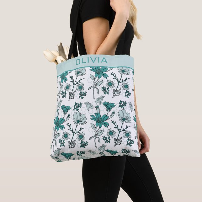 Grünpflanzen nahtlose Blumenmuster personalisierte Tasche (Von Nahem)