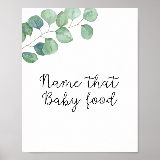 Grünpflanzen - Name des Babynahrung Duschplakats Poster (Vorne)