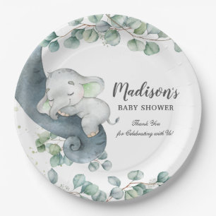 Grünpflanzen Niedlich Elephant Gender Neutral Baby Pappteller