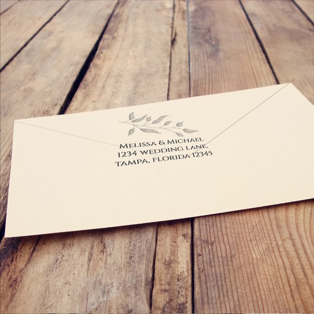 Grünpflanzen Permastempel (Elegant return address stamp with botanical leaves greenery and foliage. )