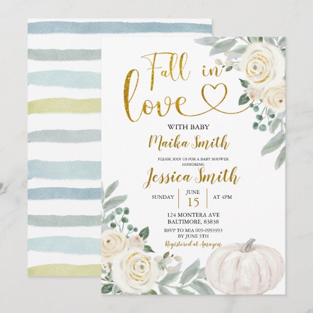 Grünpflanzen Pumpkin Fall in Liebe Kinderdusche Ei Einladung (Vorne/Hinten)